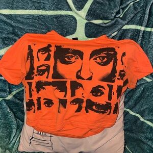 SHEIN Vibrant Orange Tee with Black Accents